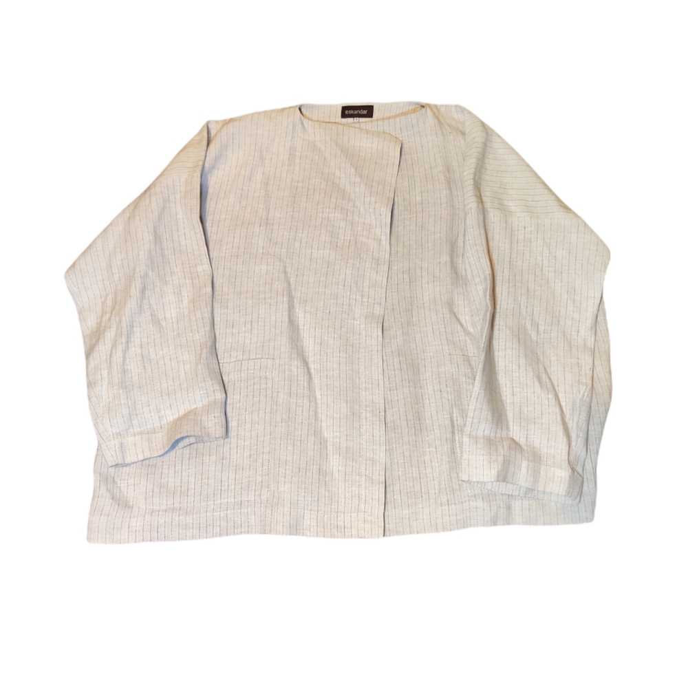 ESKANDAR LINEN HEMP JACKET CARDIGAN COAT MINT 0